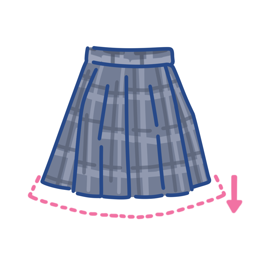 スカート：丈出し